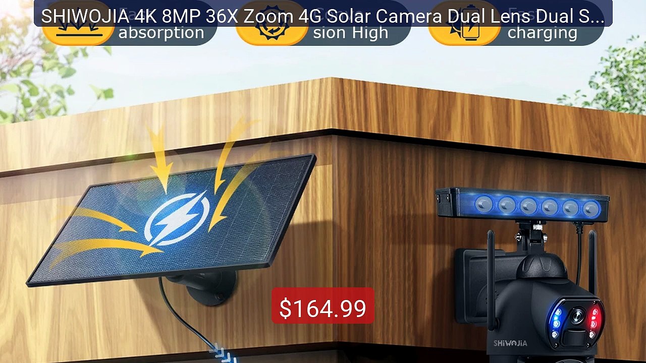 SHIWOJIA 4K 8MP 36X Zoom 4G Solar Camera Dual Lens Dual Screen... -- Hot Deal 2026 | Limited Offer!
