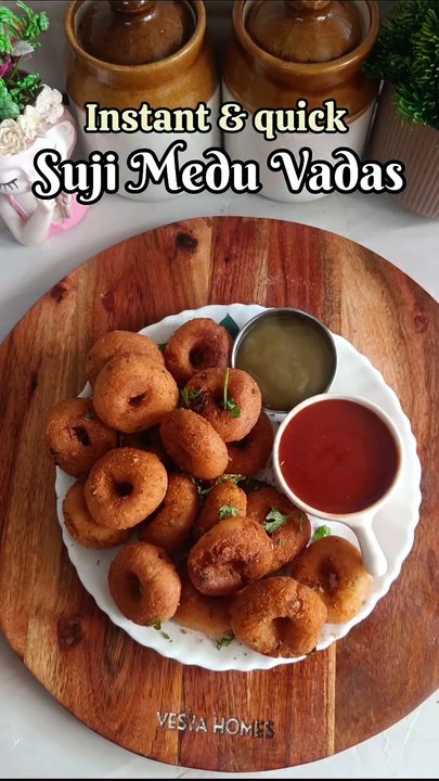 Crispy outside, soft & fluffy inside!Instant Suji Medu Vadas are the perfect b - Copy