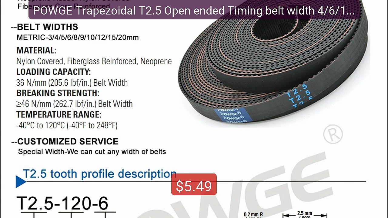 POWGE Trapezoidal T2.5 Open ended Timing belt width 4/6/10/15... -- Amazing Value 2026 | Must Have!