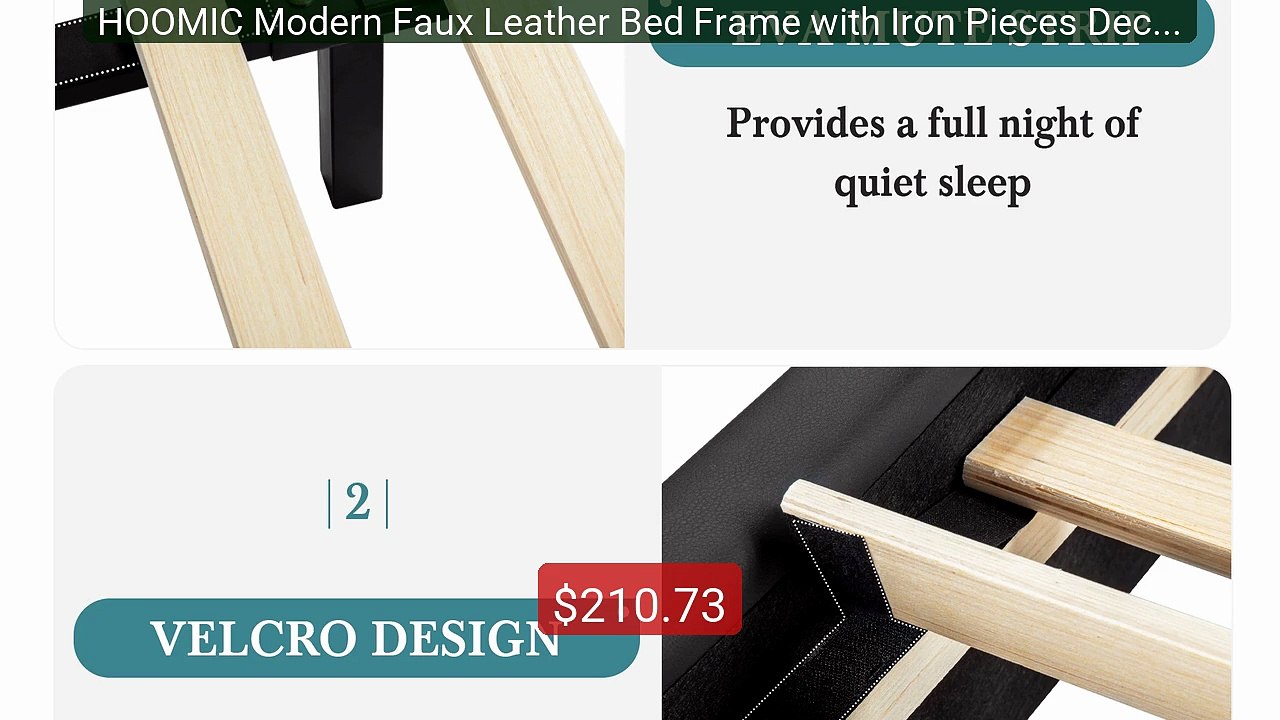 HOOMIC Modern Faux Leather Bed Frame with Iron Pieces Decor, L... -- Hot Deal 2026 | Limited Offer!