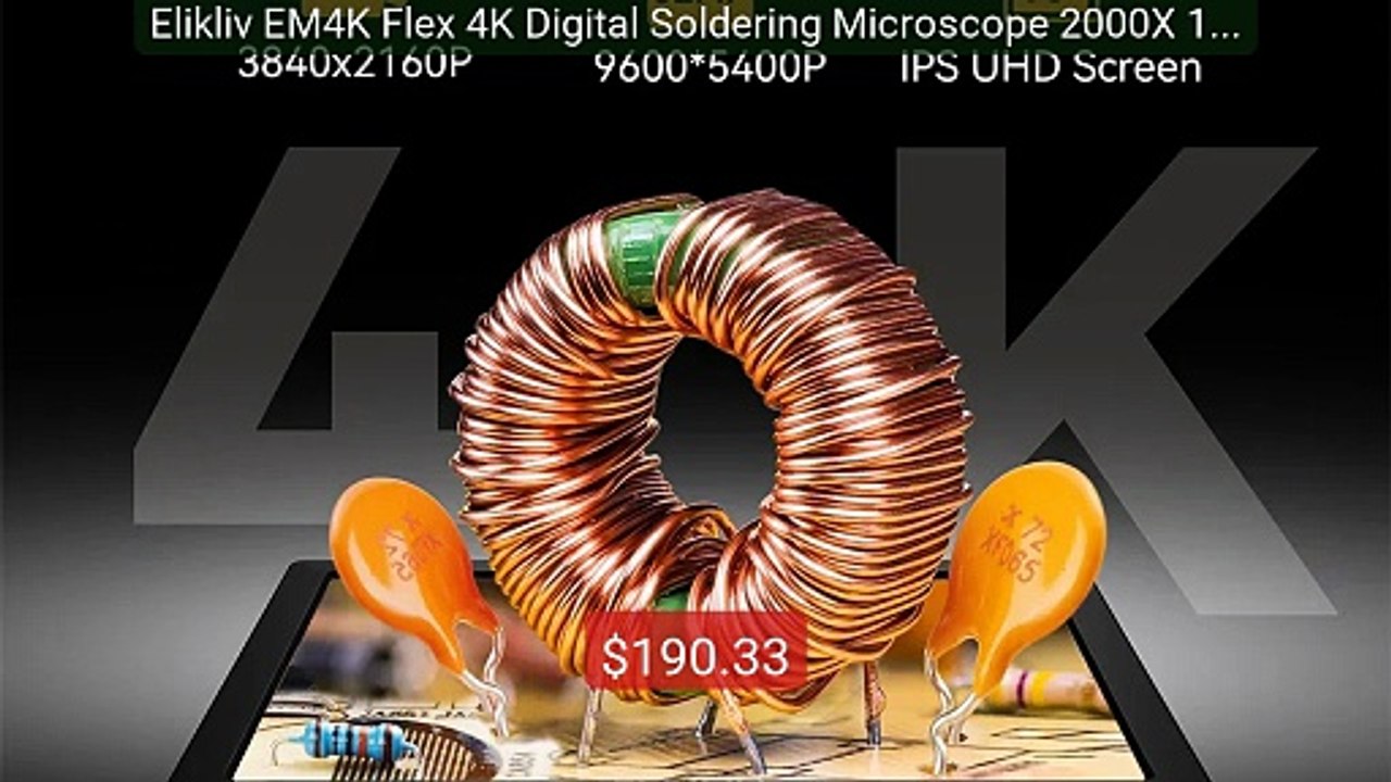 Elikliv EM4K Flex 4K Digital Soldering Microscope 2000X 10.1"... -- Amazing Value 2026 | Must Have!