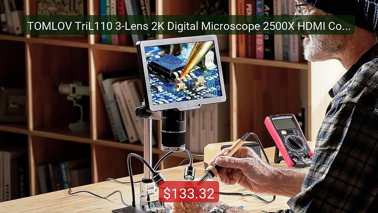 TOMLOV TriL110 3-Lens 2K Digital Microscope 2500X HDMI Coin Mi... -- Hot Deal 2026 | Limited Offer!