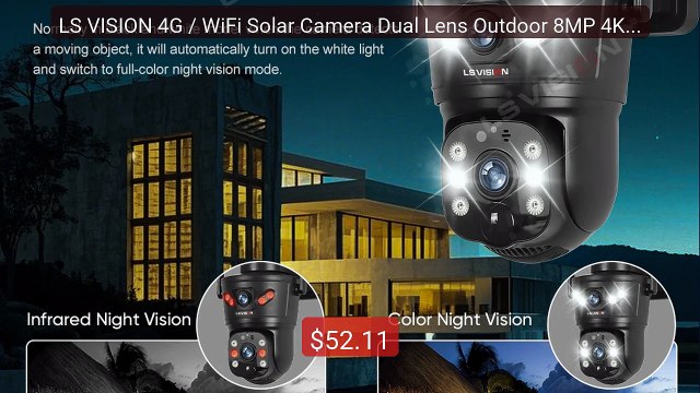 LS VISION 4G / WiFi Solar Camera Dual Lens Outdoor 8MP 4K Low ... Best Buy 2026 | Great Quality!