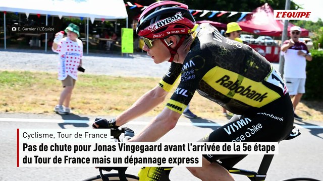 Pas de chute pour Jonas Vingegaard avant l'arrivée de la 5e étape du Tour de France mais un dépannage express - Cyclisme - Tour de France 2026