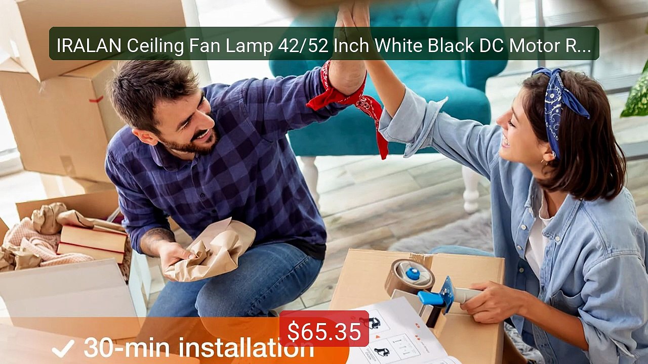IRALAN Ceiling Fan Lamp 42/52 Inch White Black DC Motor Rever... -- Amazing Value 2026 | Must Have!