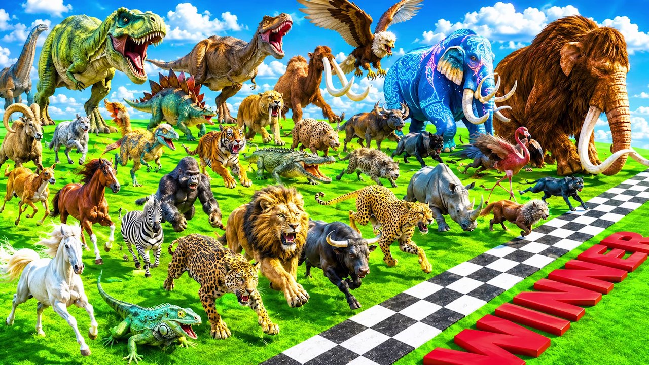 Ultimate Race 50 Animals vs T-Rex Epic Speed Challenge Which is the Fastest Animal Revolt Battle