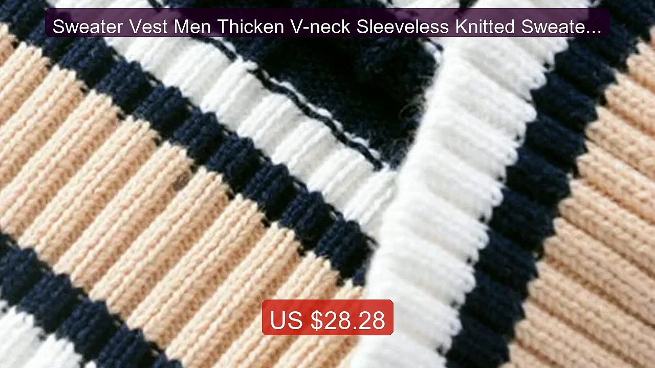 Sweater Vest Men Thicken V-neck Sleeveless Knitted Sweaters Vests ... -- Best Deal 2026 | Shop Now!