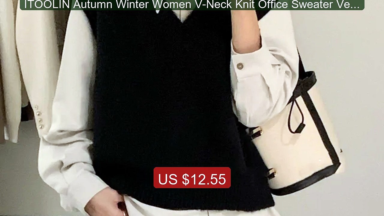 ITOOLIN Autumn Winter Women V-Neck Knit Office Sweater Vest... -- Top Pick 2026 | Unbeatable Price!