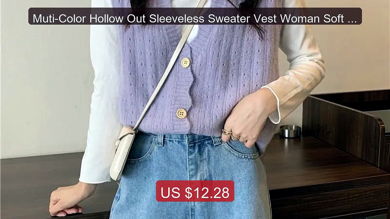 Muti-Color Hollow Out Sleeveless Sweater Vest Woman Soft Slim Fit ... -- Best Deal 2026 | Shop Now!