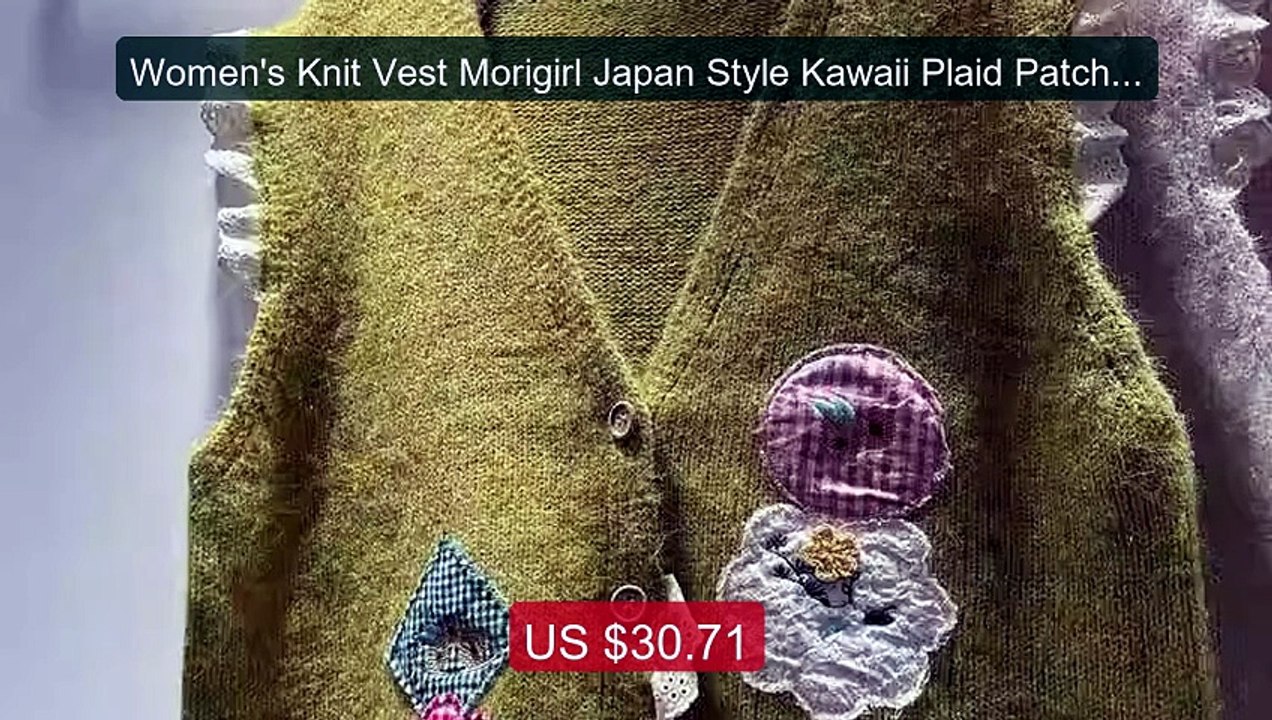 Women's Knit Vest Morigirl Japan Style Kawaii Plaid Patch Sleeveles... -- Top Rated 2026 | Buy Now!