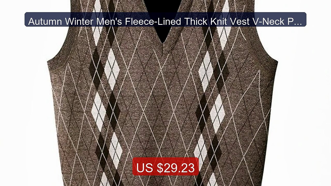 Autumn Winter Men's Fleece-Lined Thick Knit Vest V-Neck Pullover Wa... -- Top Rated 2026 | Buy Now!