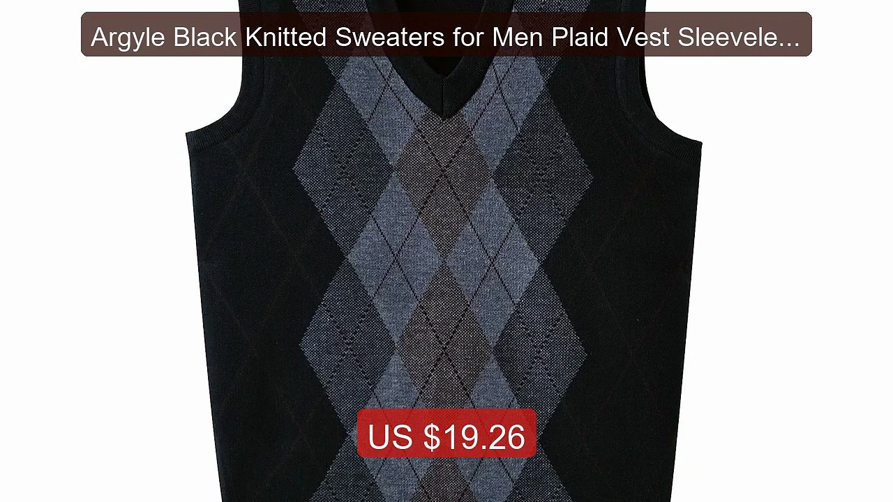 Argyle Black Knitted Sweaters for Men Plaid Vest Sleeveless Br... -- Best Buy 2026 | Great Quality!