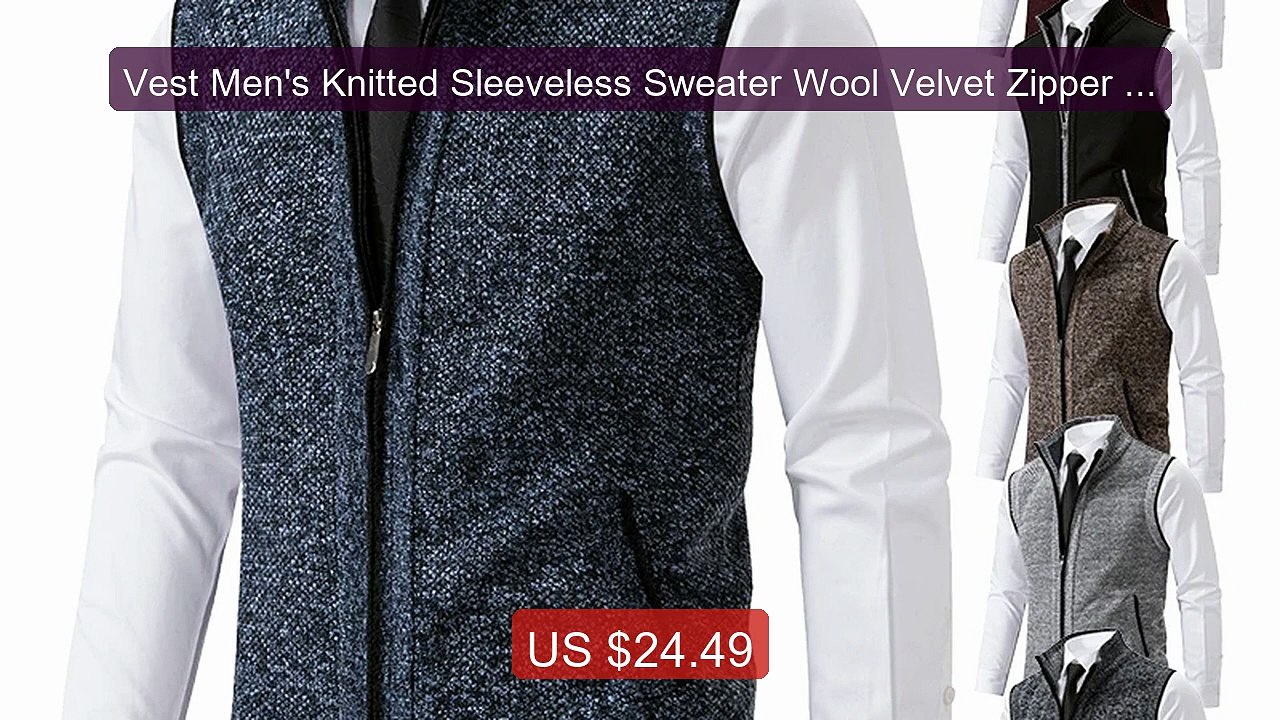 Vest Men's Knitted Sleeveless Sweater Wool Velvet Zipper Card... -- Amazing Value 2026 | Must Have!