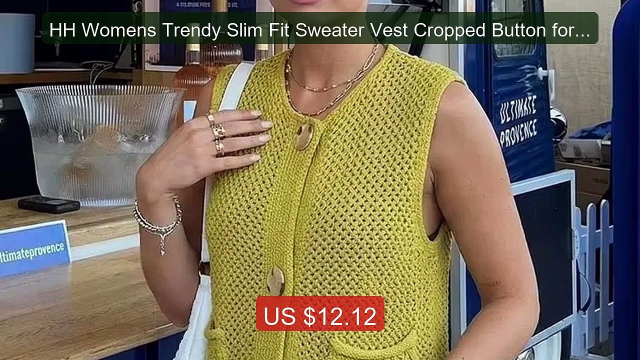 HH Womens Trendy Slim Fit Sweater Vest Cropped Button for Fas... -- Amazing Value 2026 | Must Have!