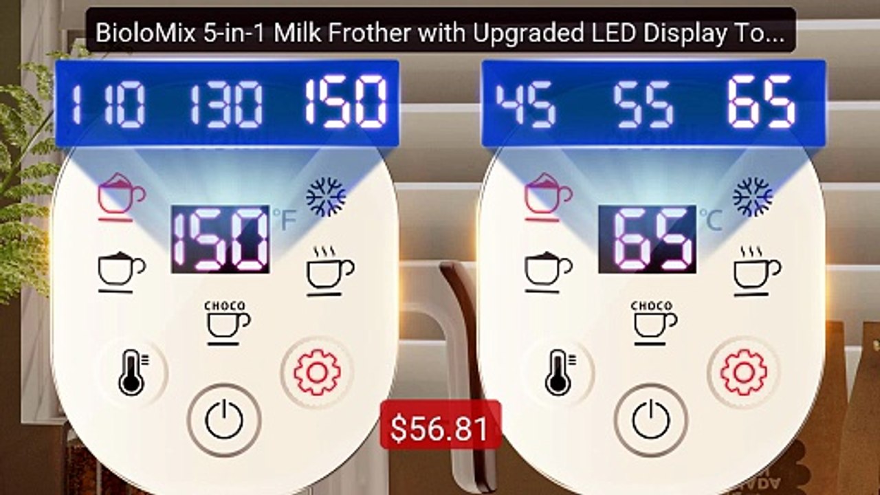 BioloMix 5-in-1 Milk Frother with Upgraded LED...