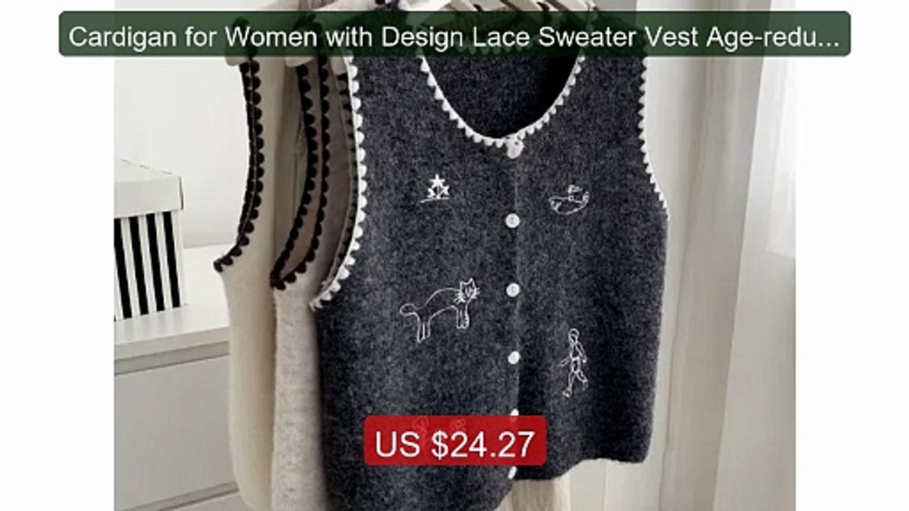 Cardigan for Women with Design Lace Sweater Vest Age-reducing Carto... -- Top Rated 2026 | Buy Now!