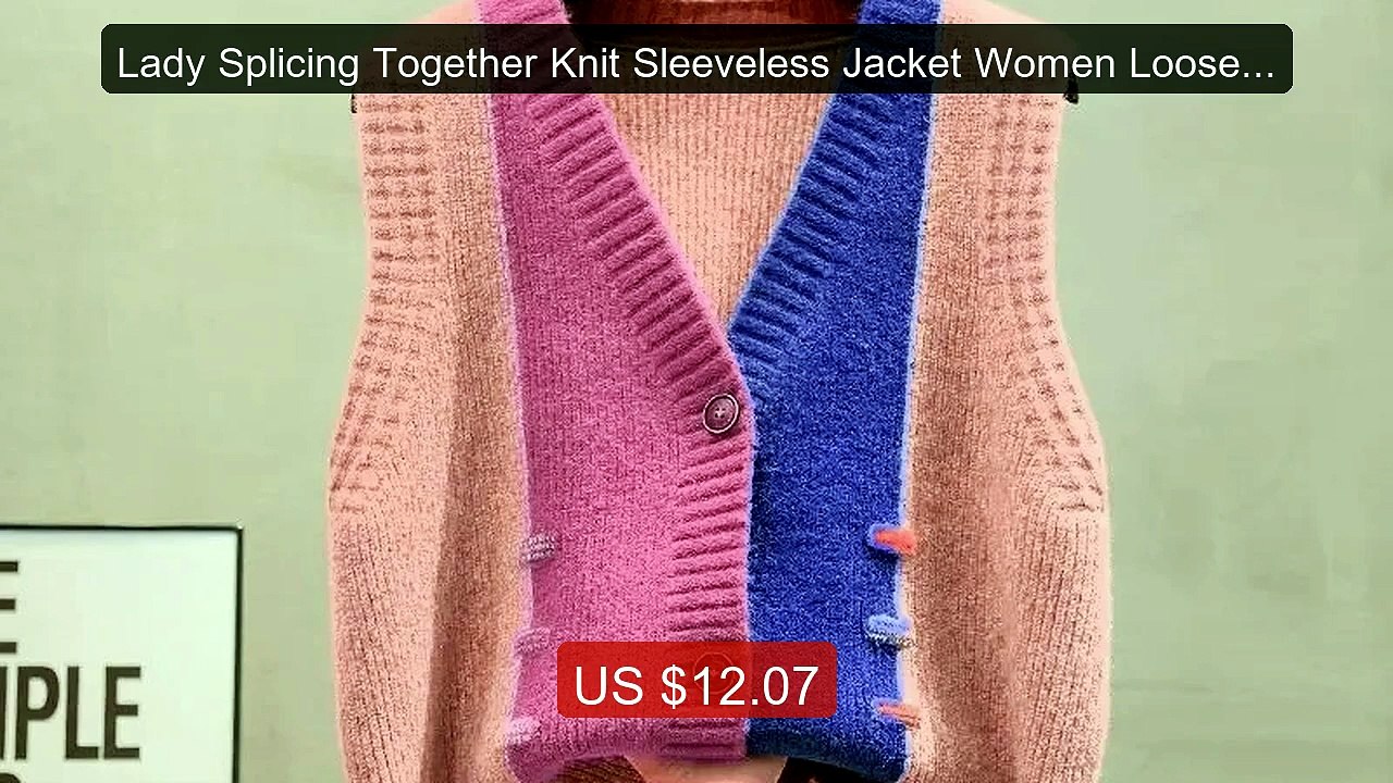 Lady Splicing Together Knit Sleeveless Jacket Women Loose Knit... -- Hot Deal 2026 | Limited Offer!
