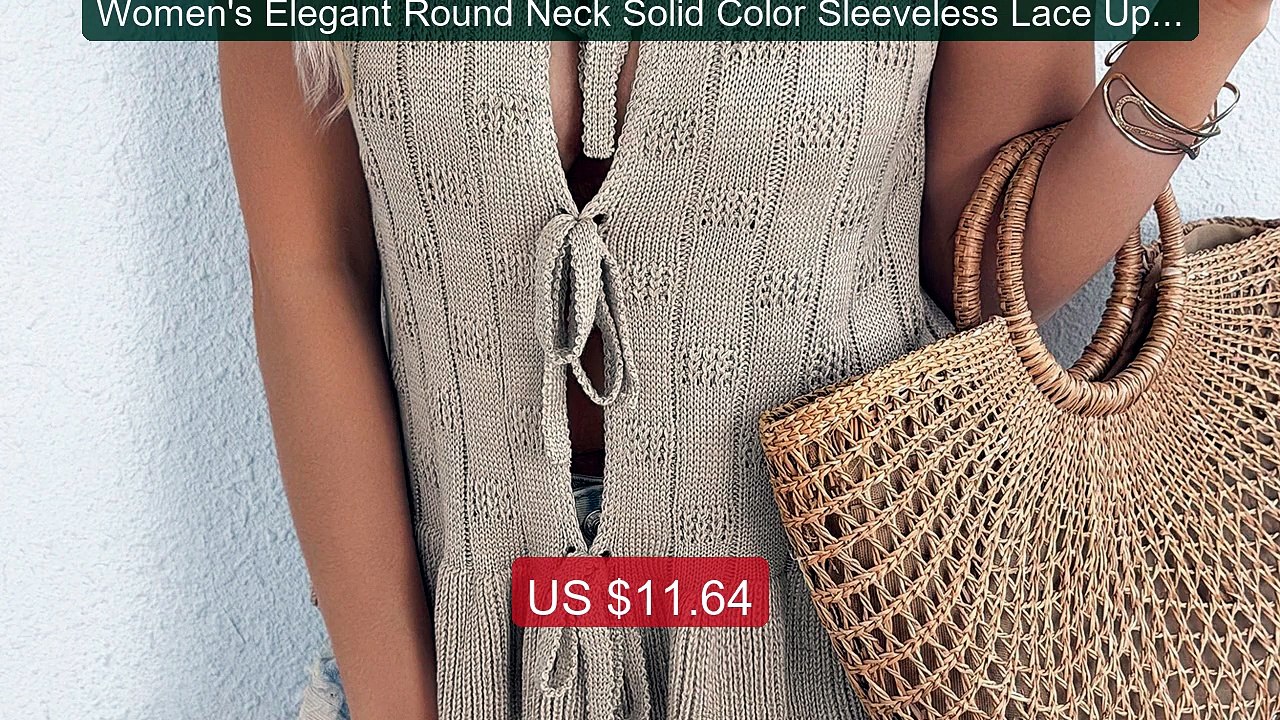 Women's Elegant Round Neck Solid Color Sleeveless Lace Up R... -- Top Pick 2026 | Unbeatable Price!