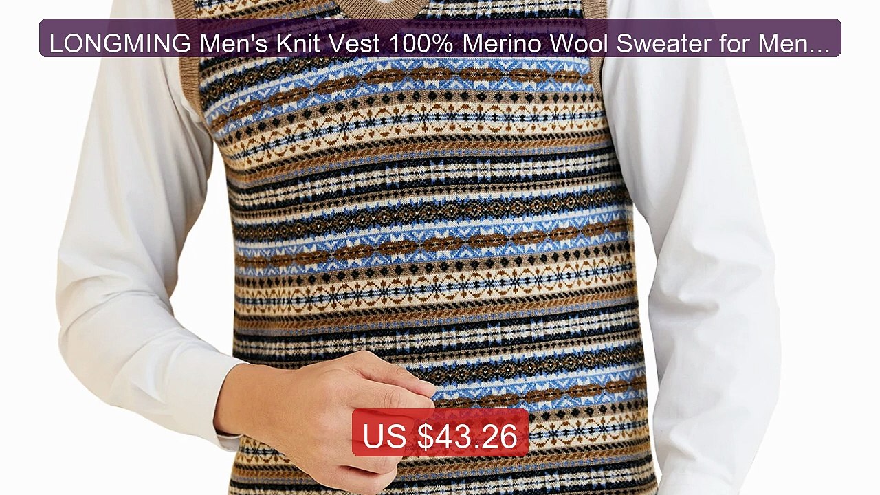 LONGMING Men's Knit Vest 100% Merino Wool Sweater for Mens Kni... -- Best Buy 2026 | Great Quality!