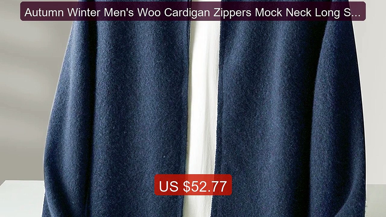 Autumn Winter Men's Woo Cardigan Zippers Mock Neck Long Sleev... -- Amazing Value 2026 | Must Have!