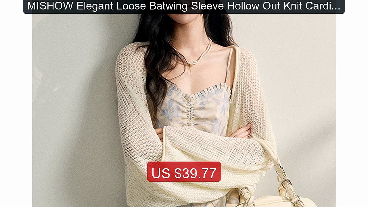 MISHOW Elegant Loose Batwing Sleeve Hollow Out Knit Cardigan f... -- Hot Deal 2026 | Limited Offer!