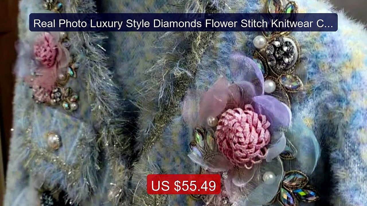 Real Photo Luxury Style Diamonds Flower Stitch Knitwear Cardigan C... -- Best Deal 2026 | Shop Now!