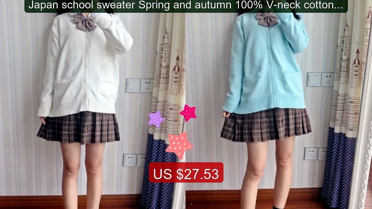 Japan school sweater Spring and autumn 100% V-neck cotton knit... -- Hot Deal 2026 | Limited Offer!