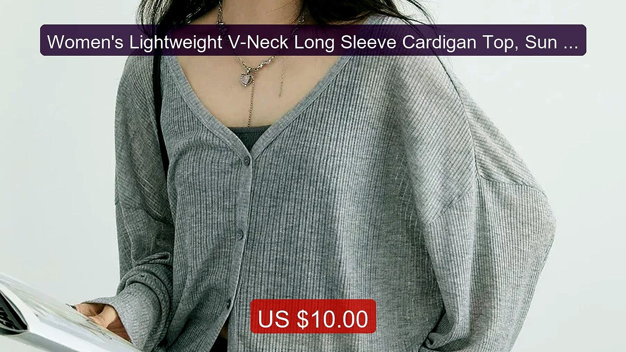 Women's Lightweight V-Neck Long Sleeve Cardigan Top, Sun Protectio... -- Best Deal 2026 | Shop Now!