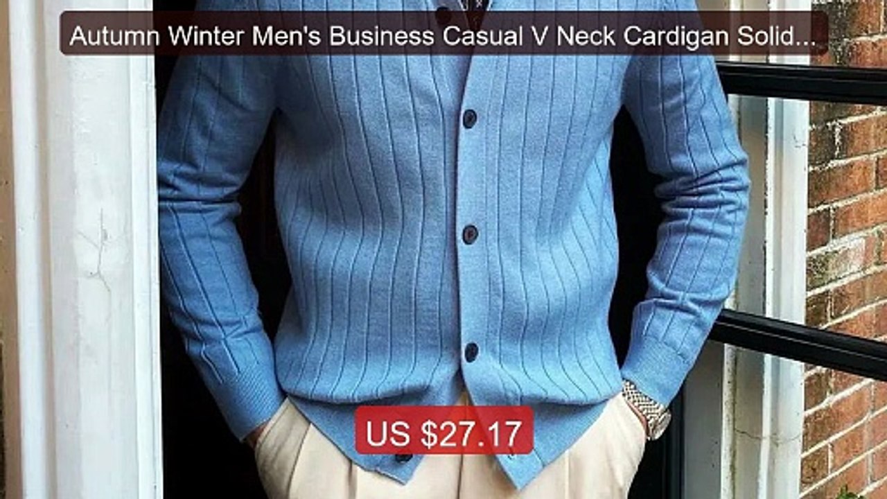 Autumn Winter Men's Business Casual V Neck Cardigan Solid Col... -- Amazing Value 2026 | Must Have!