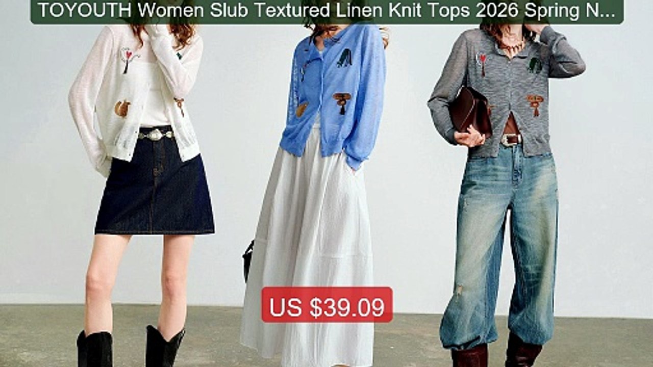 TOYOUTH Women Slub Textured Linen Knit Tops 2026 Spring New... -- Top Pick 2026 | Unbeatable Price!