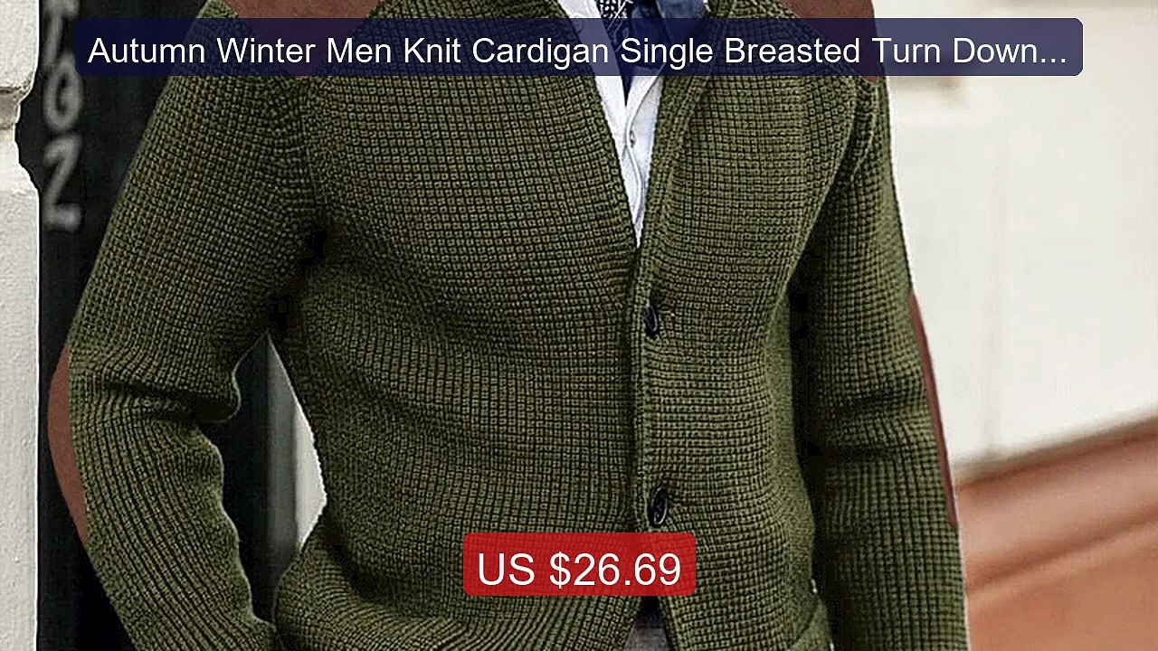 Autumn Winter Men Knit Cardigan Single Breasted Turn Down Collar Kn... -- Top Rated 2026 | Buy Now!