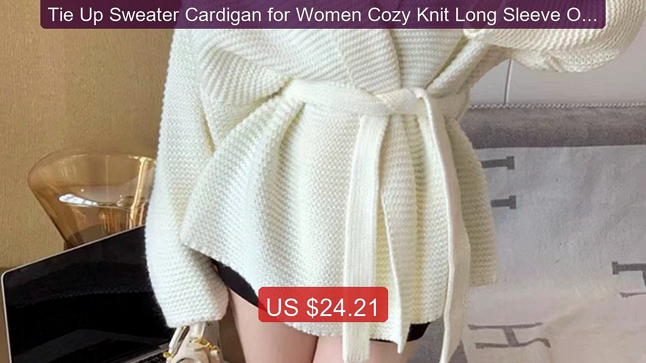 Tie Up Sweater Cardigan for Women Cozy Knit Long Sleeve Open F... -- Hot Deal 2026 | Limited Offer!
