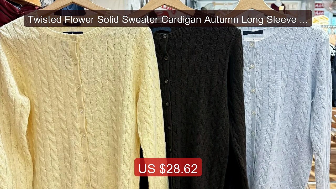 Twisted Flower Solid Sweater Cardigan Autumn Long Sleeve O-... -- Top Pick 2026 | Unbeatable Price!