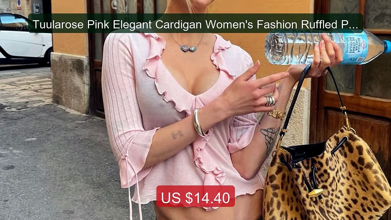 Tuularose Pink Elegant Cardigan Women's Fashion Ruffled Pat... -- Top Pick 2026 | Unbeatable Price!