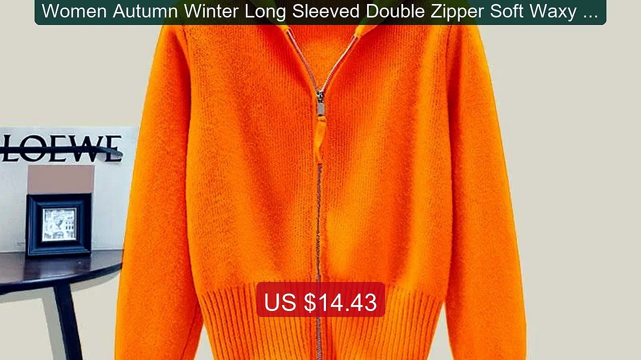 Women Autumn Winter Long Sleeved Double Zipper Soft Waxy Cardi... -- Hot Deal 2026 | Limited Offer!