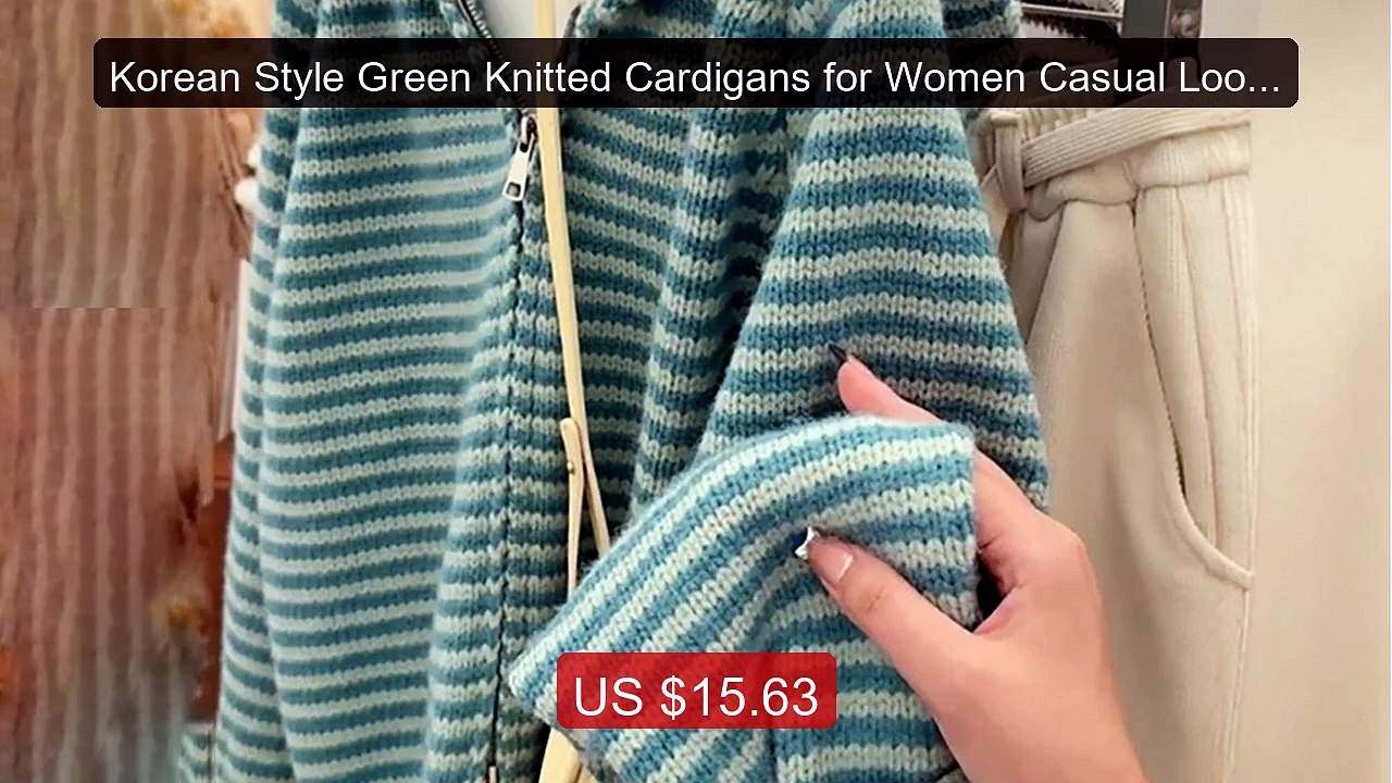Korean Style Green Knitted Cardigans for Women Casual Loose... -- Top Pick 2026 | Unbeatable Price!
