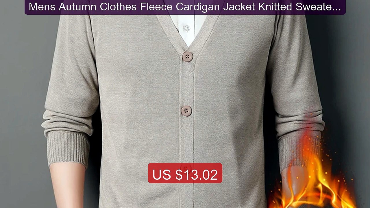 Mens Autumn Clothes Fleece Cardigan Jacket Knitted Sweater Out... -- Best Buy 2026 | Great Quality!