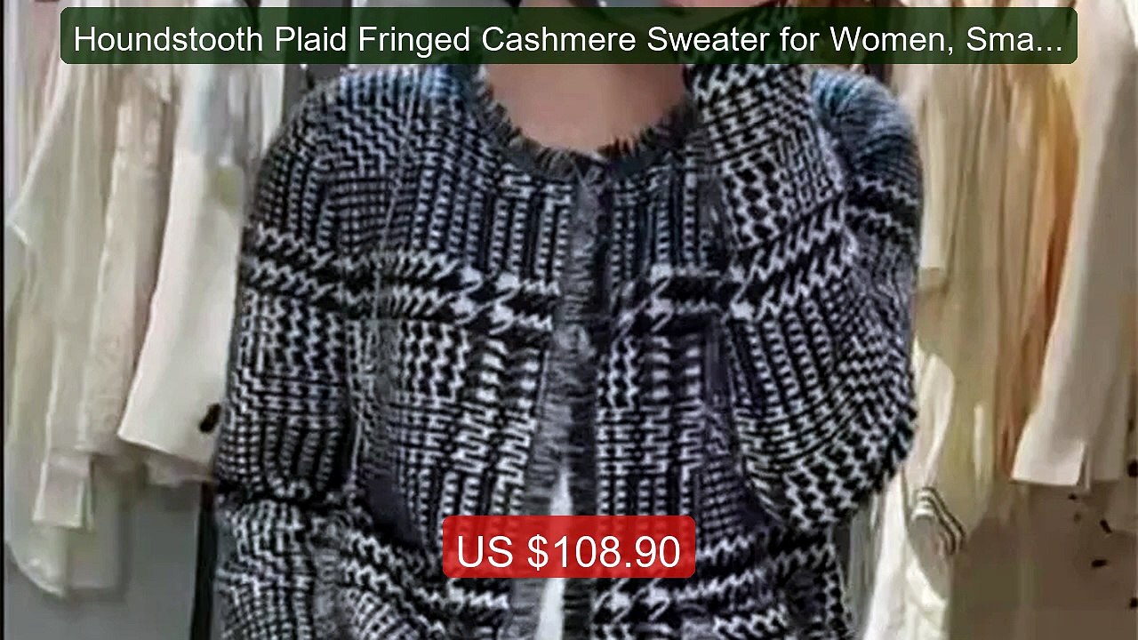 Houndstooth Plaid Fringed Cashmere Sweater for Women, Small Knitted... -- Top Rated 2026 | Buy Now!