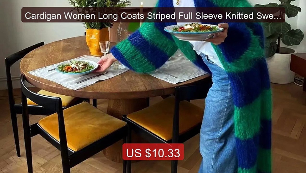 Cardigan Women Long Coats Striped Full Sleeve Knitted Sweaters Casu... -- Top Rated 2026 | Buy Now!