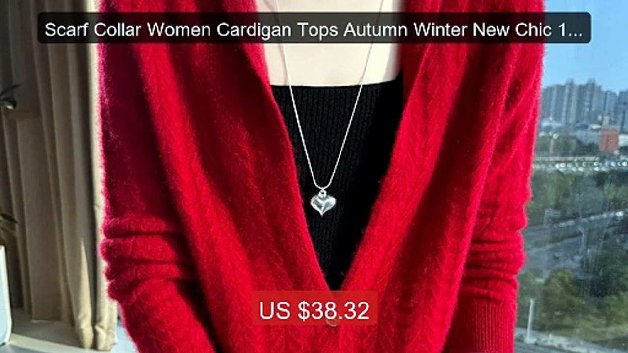 Scarf Collar Women Cardigan Tops Autumn Winter New Chic 100% ... -- Amazing Value 2026 | Must Have!
