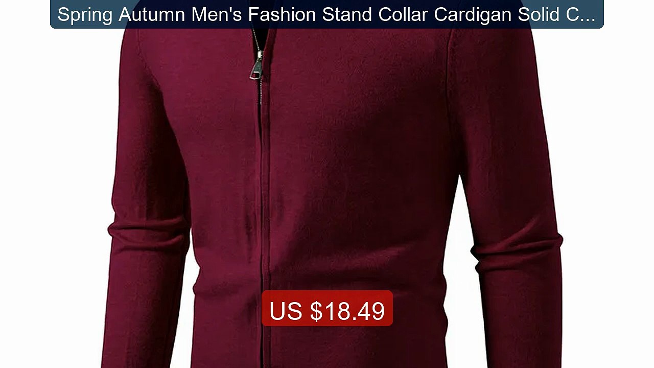 Spring Autumn Men's Fashion Stand Collar Cardigan Solid Color Slim ... -- Top Rated 2026 | Buy Now!
