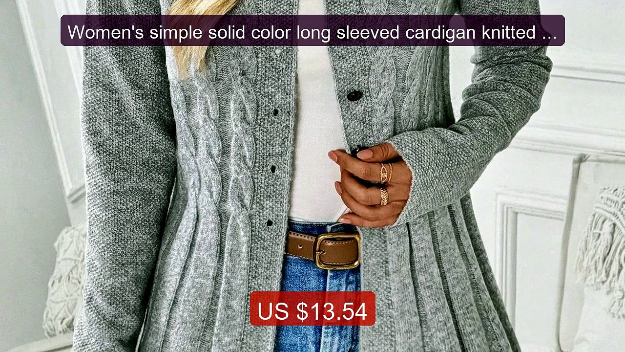 Women's simple solid color long sleeved cardigan knitted sw... -- Top Pick 2026 | Unbeatable Price!