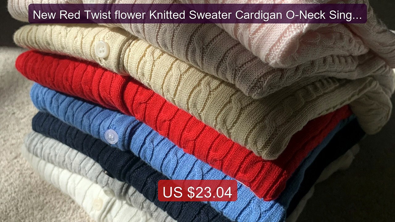 New Red Twist flower Knitted Sweater Cardigan O-Neck Single Breaste... -- Top Rated 2026 | Buy Now!