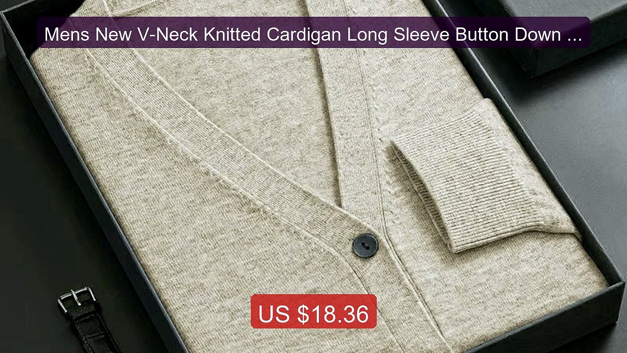 Mens New V-Neck Knitted Cardigan Long Sleeve Button Down Sweat... -- Hot Deal 2026 | Limited Offer!