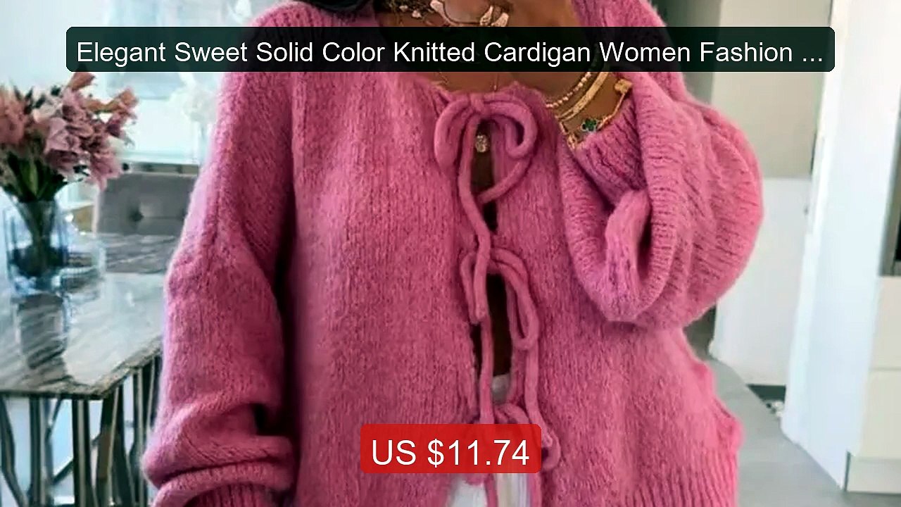 Elegant Sweet Solid Color Knitted Cardigan Women Fashion Simpl... -- Best Buy 2026 | Great Quality!