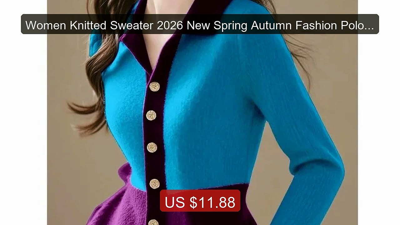 Women Knitted Sweater 2026 New Spring Autumn Fashion Polo Collar C... -- Best Deal 2026 | Shop Now!