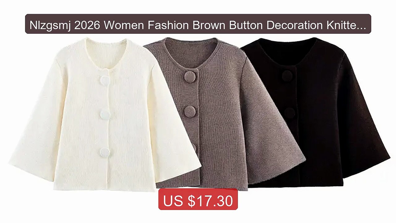Nlzgsmj 2026 Women Fashion Brown Button Decoration Knitted Swe... -- Hot Deal 2026 | Limited Offer!