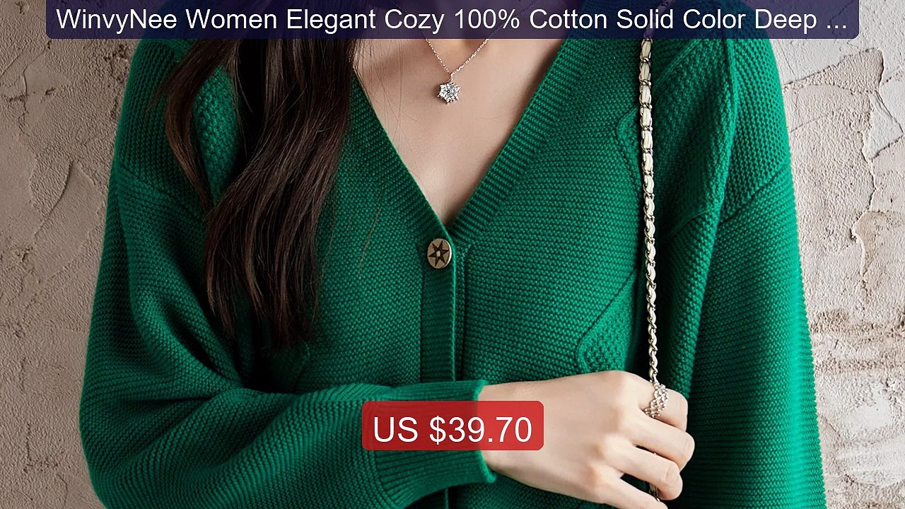 WinvyNee Women Elegant Cozy 100% Cotton Solid Color Deep V-Ne... -- Amazing Value 2026 | Must Have!