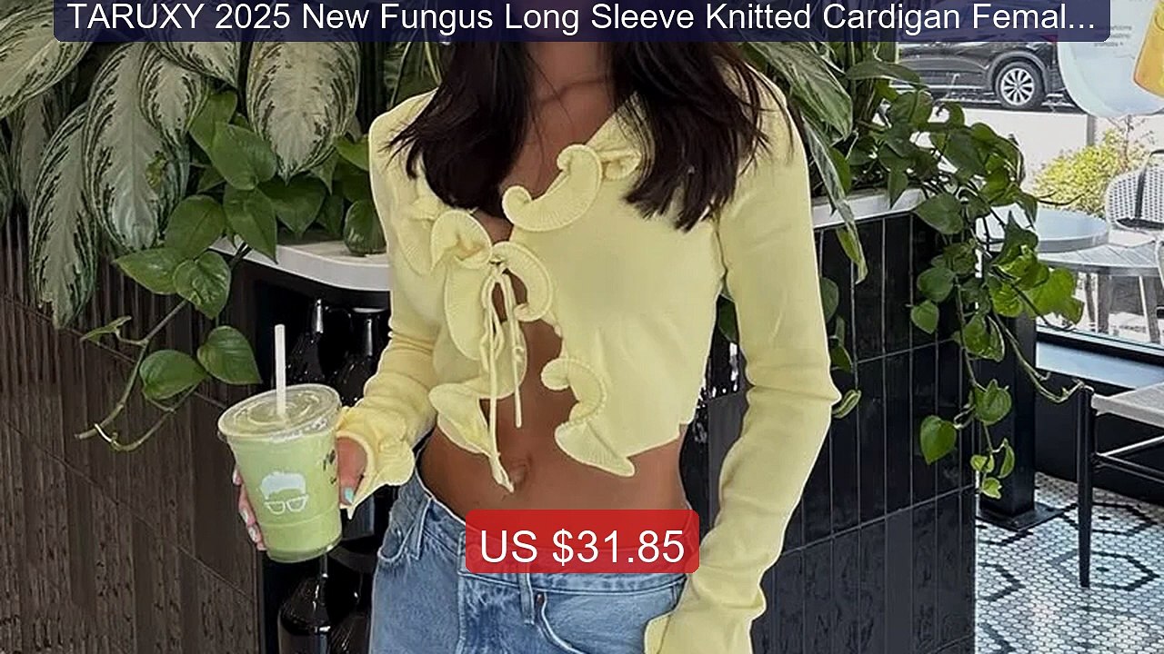 TARUXY 2025 New Fungus Long Sleeve Knitted Cardigan Female Con... -- Best Buy 2026 | Great Quality!
