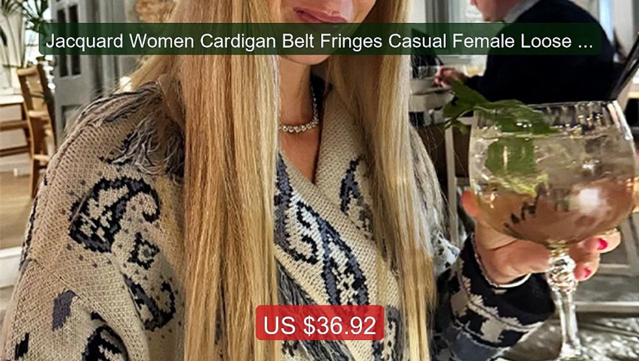 Jacquard Women Cardigan Belt Fringes Casual Female Loose Coat Knitt... -- Top Rated 2026 | Buy Now!